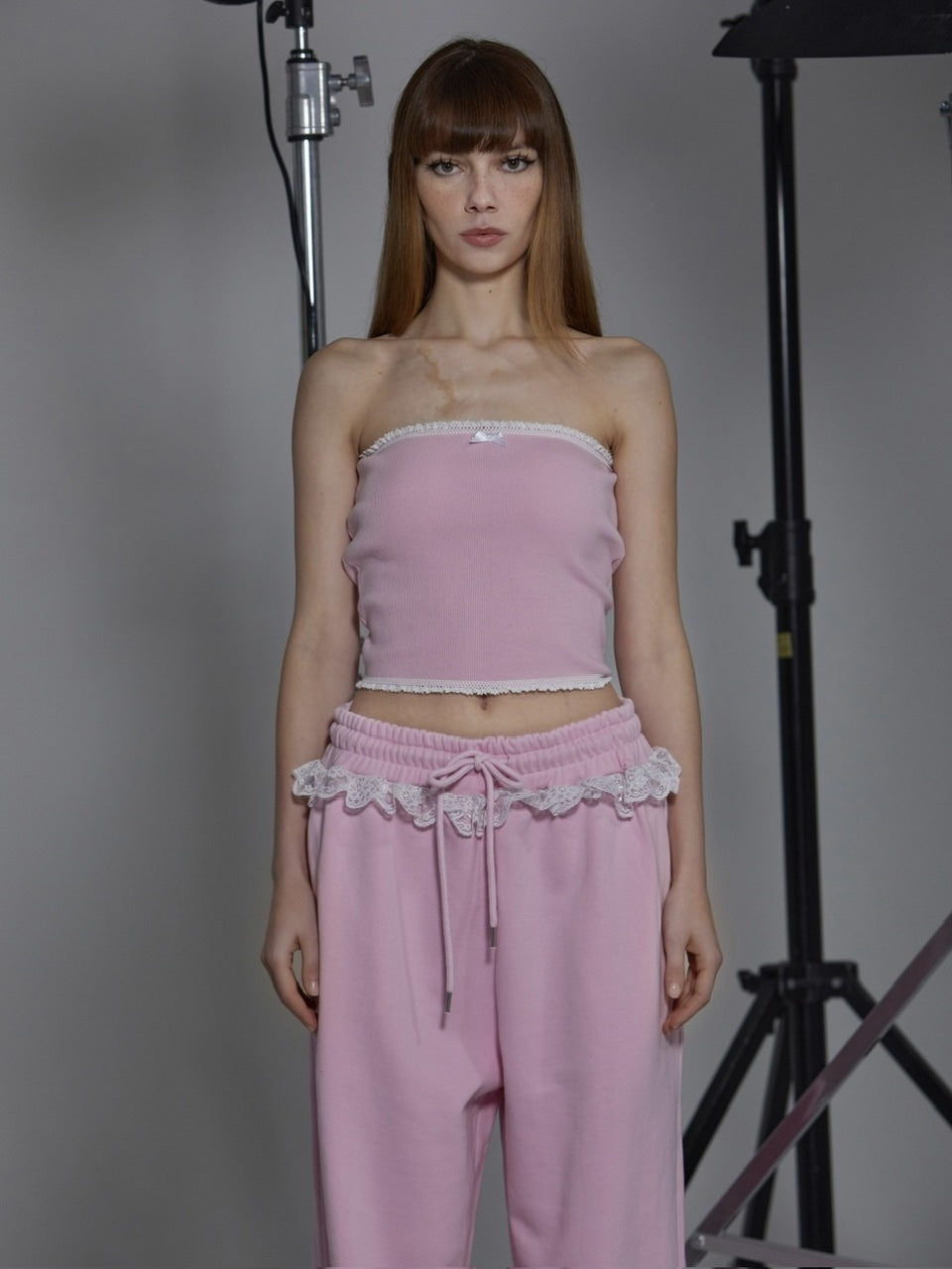 【GATELESS】RABBIT FRILL RIBBON TUBE TOPS