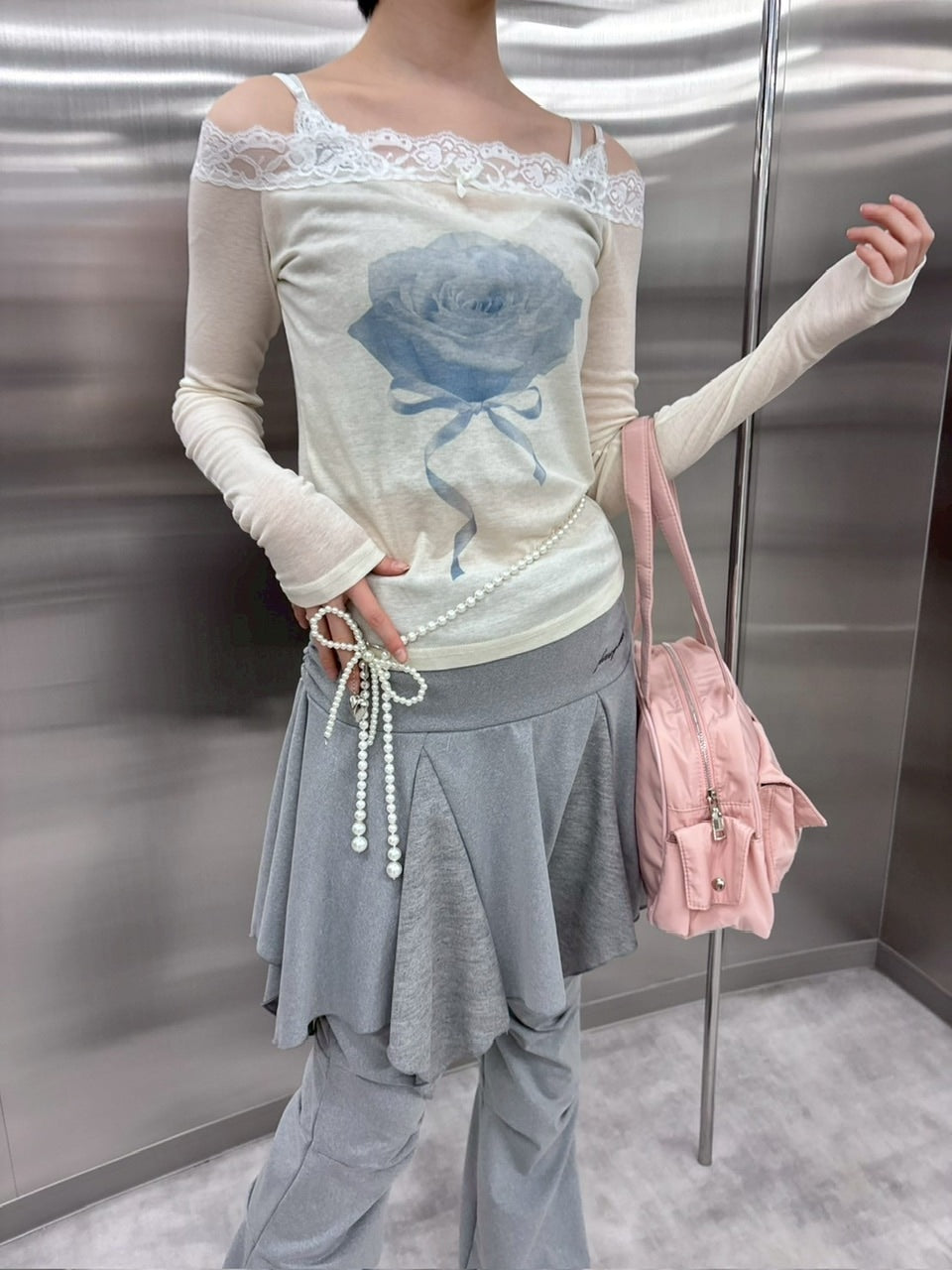 受注制【nmtc +】rose off long sleeve (3color)