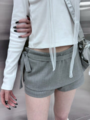 受注制【nmtc +】stripe rap pants (3color) / 【エヌエムティーシープラス】ストライプボーダーラップスカートパンツ