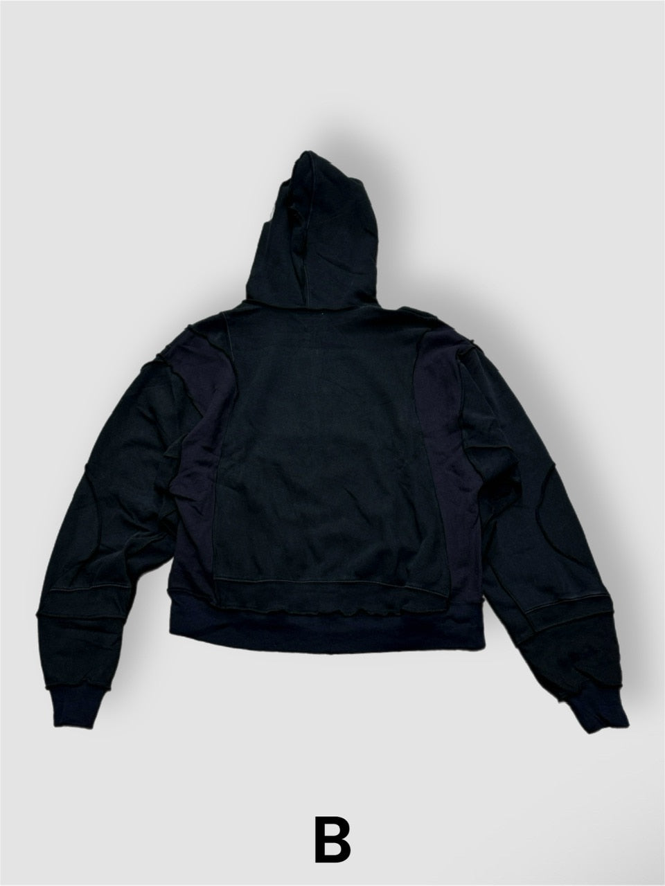 【Re +】double zip cutting switch hoodie (black)