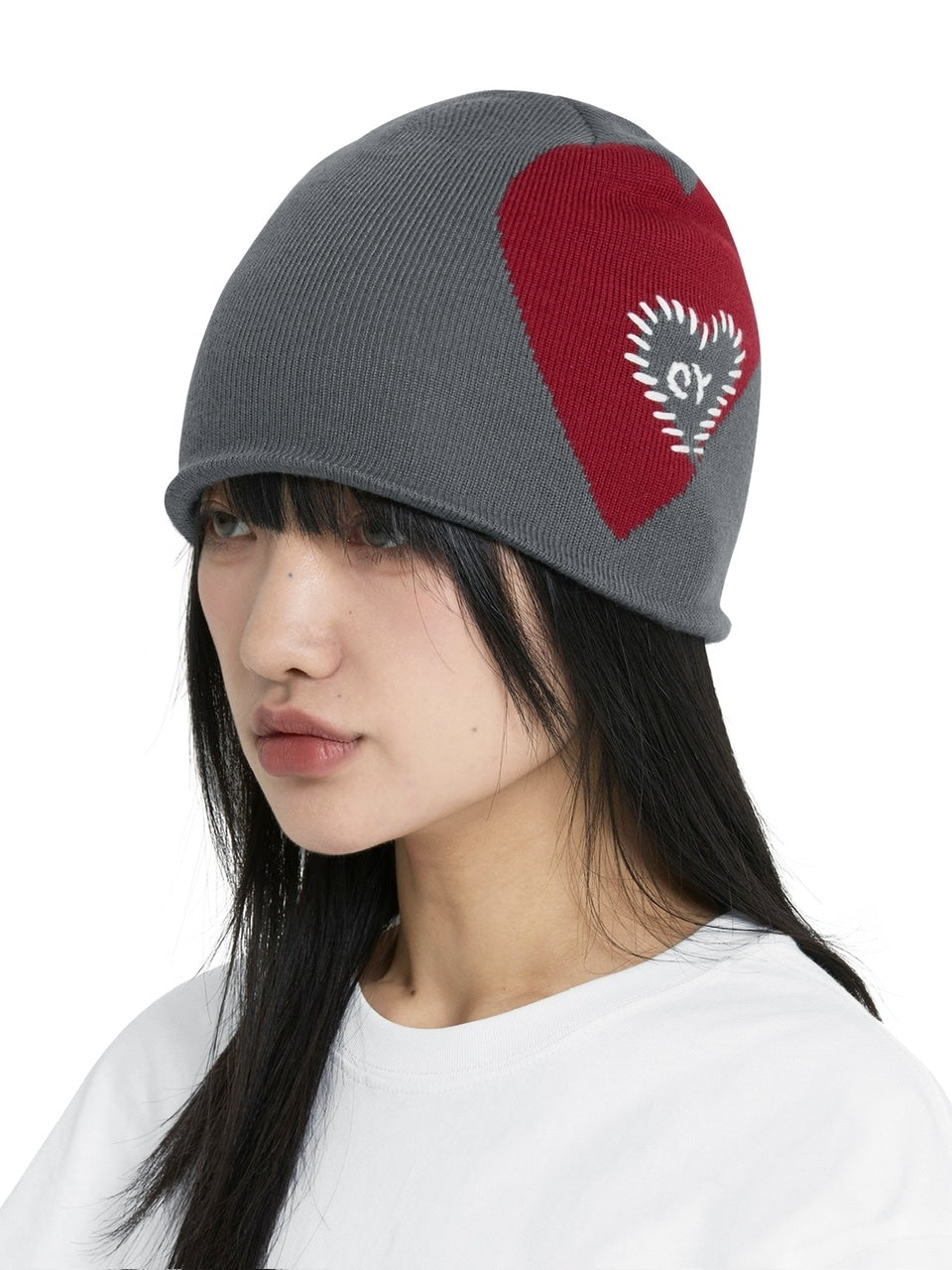 【OY】STITCHED HEART BEANIE