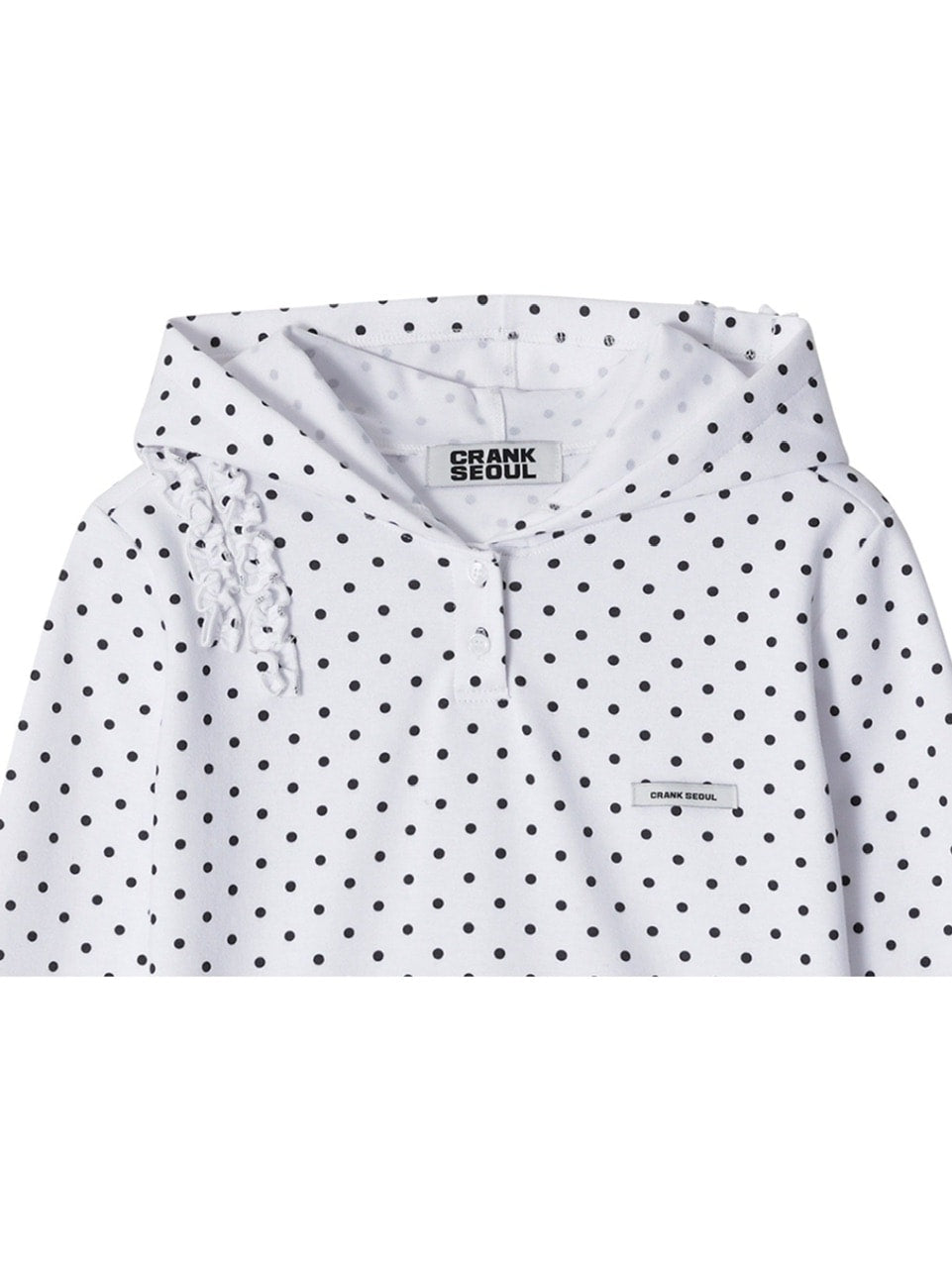 【CRANK】DOT FRILL HOODIE / 【クランク】ドットフリルフード付き長袖Tシャツ