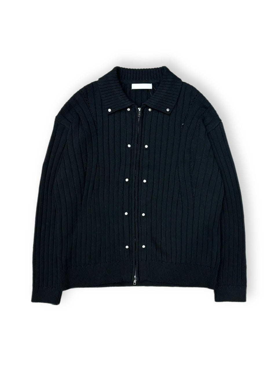 【Chikashitsu +】rivet zip up knit (2color)