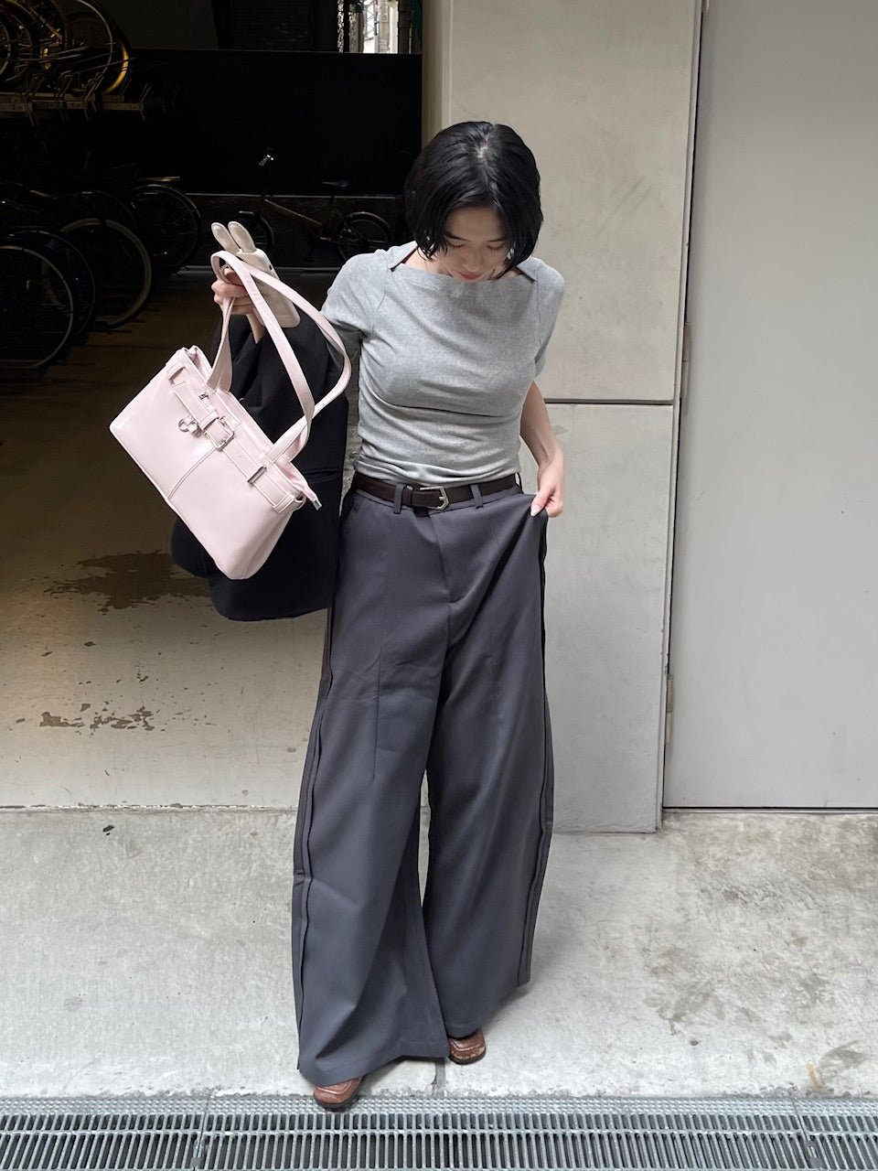 受注制【oaks】leather belt shoulder bag (3color)