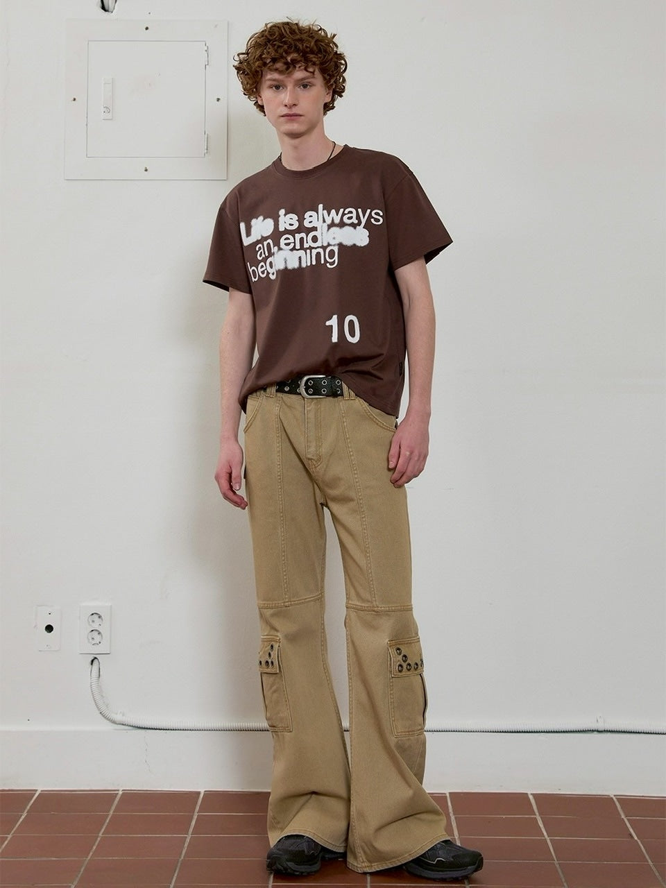 【ESC STUDIO】eyelet denim bootcut pants / 【イーエスシースタジオ】アイレットブーツカットデニムパンツ