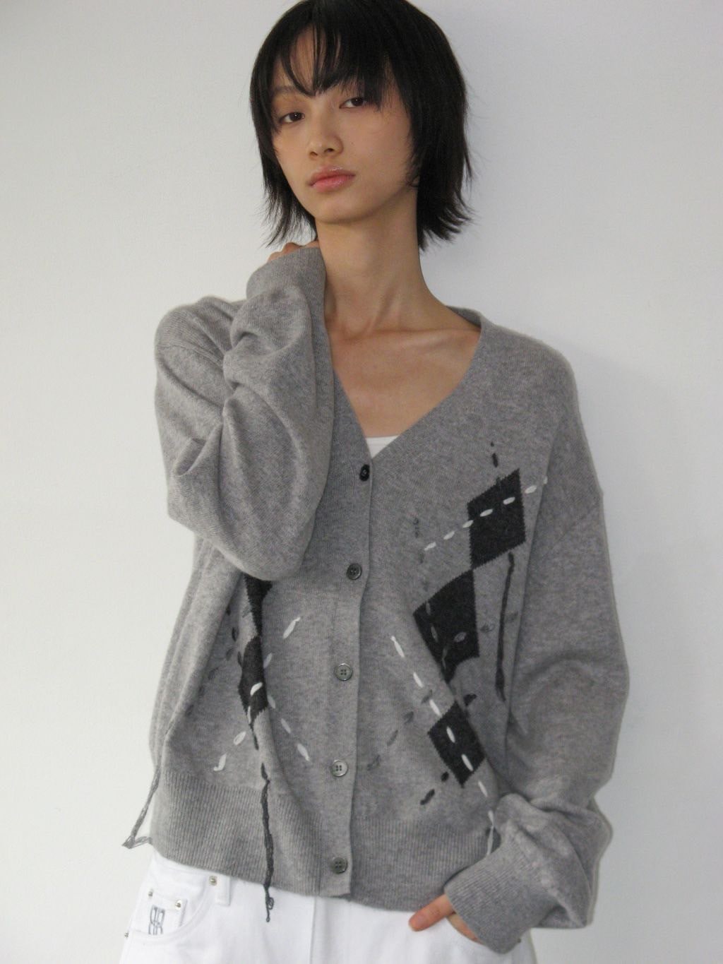 【ROCK CAKE】Argyle Stitch Knit Cardigan