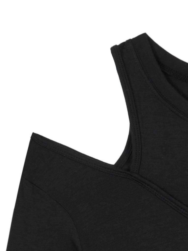 【ROCK CAKE】One Shoulder Layered Top