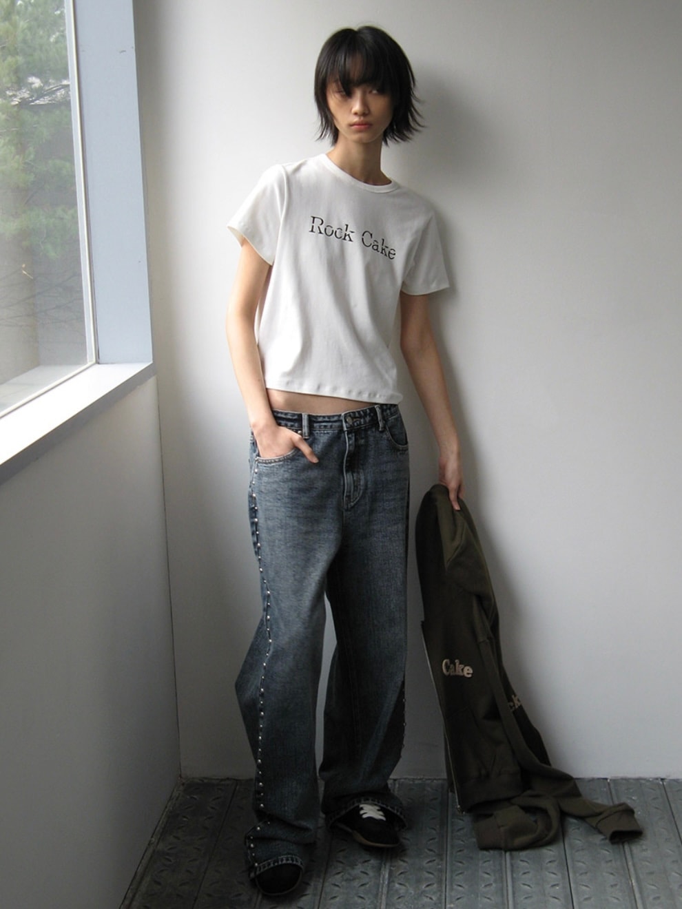 【ROCK CAKE】Studded Line Point Jeans