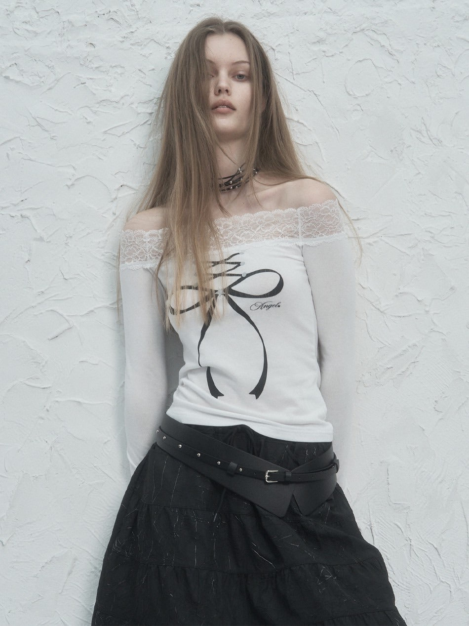 【SETUP‐EXE】LACE OFF- SHOULDER TOP