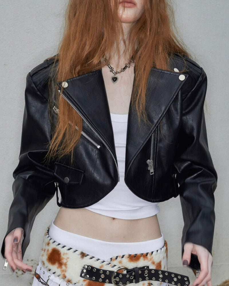 【NOT KNOWING】Curved Crop Rider Jacket / 【ノットノーイング】カーブクロップライダースジャケット