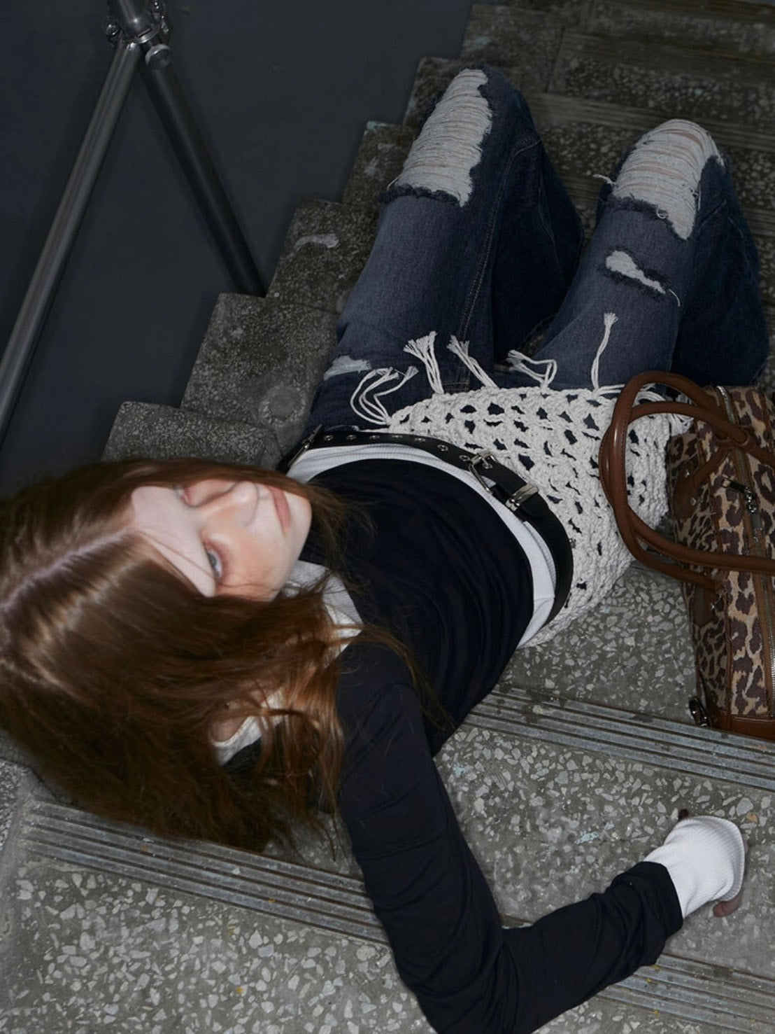 【NOT KNOWING】Destroyed Flared Jean