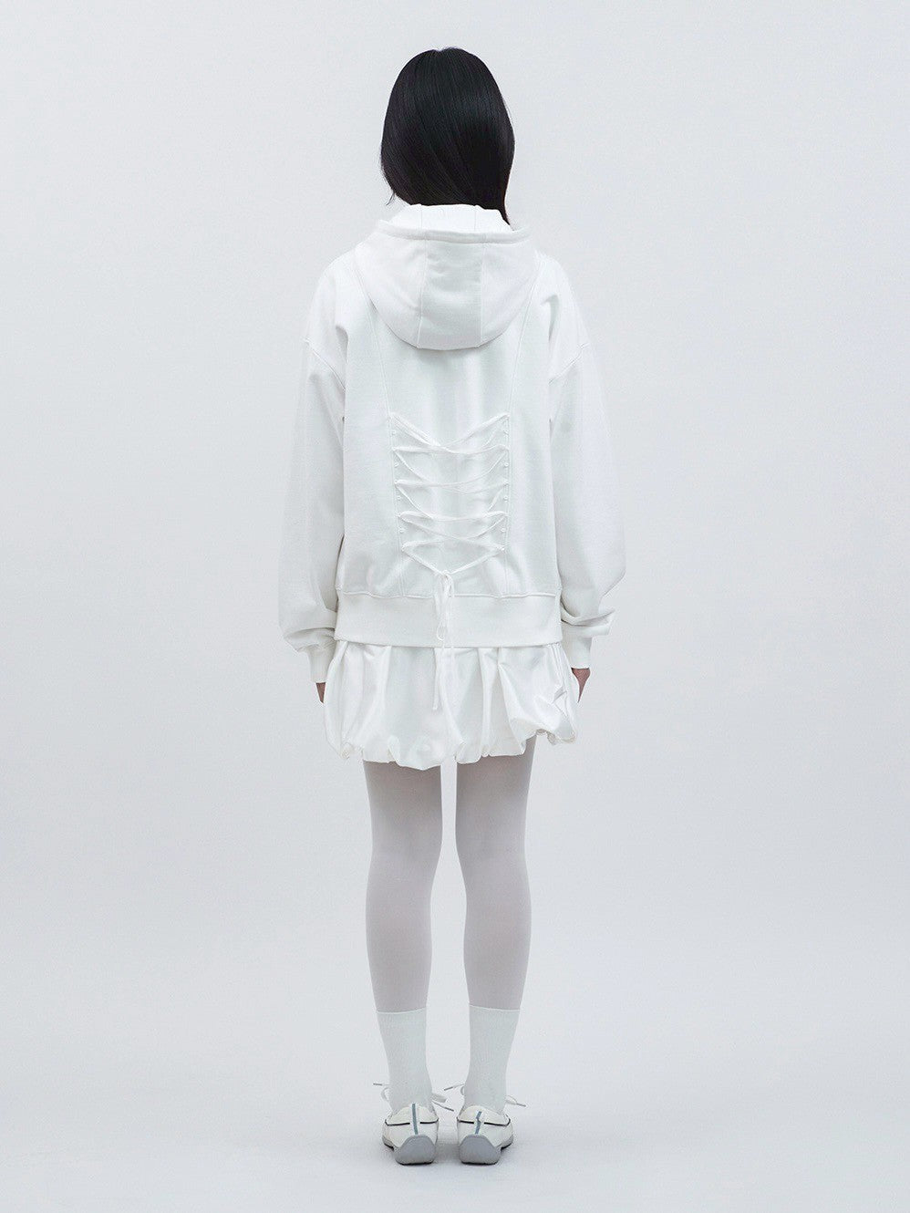 【TUOMIO】LACE UP HOOD ZIP-UP
