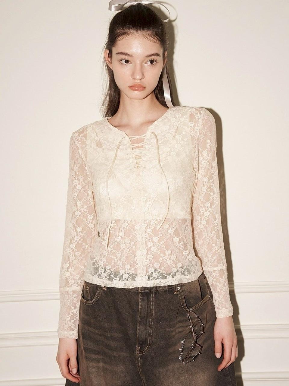 【ODDONEOUT】FLOWER LACE TOP