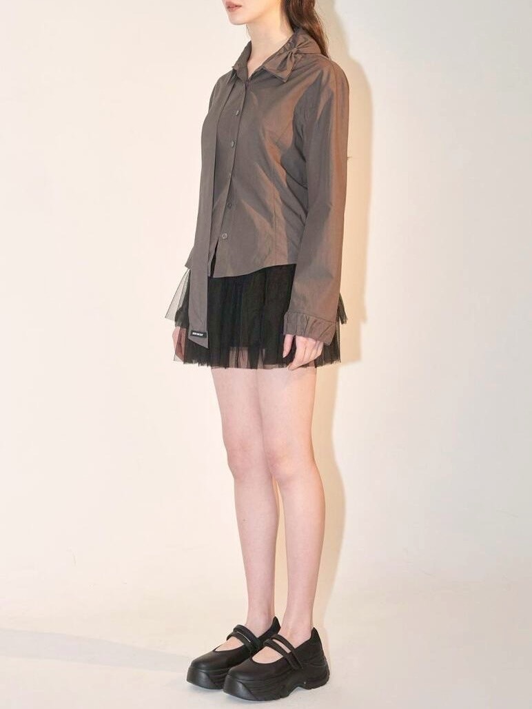 【ODDONEOUT】TUCKING MASH SKIRT / 【オッドワンアウト】タッキングメッシュフリルレーススカート