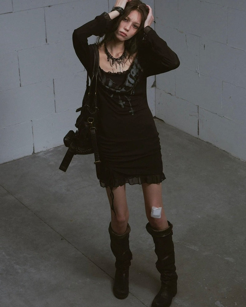 【Cest Nous】two-piece dress (3color) / 【セヌー】ツーピースレイヤードミニワンピース