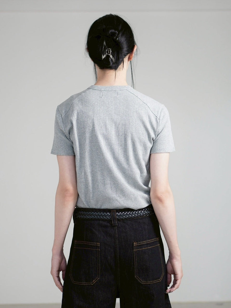【Chikashitsu +】henry neck half sleeve tee (3color) / 【チカシツプラス】ヘンリーネック半袖Tシャツ