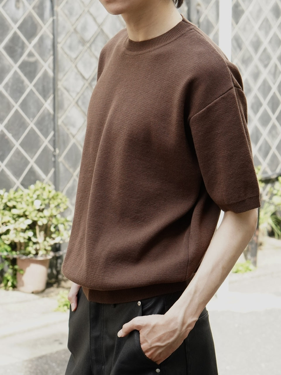 東京店WEB限定受注制【Chikashitsu +】crew neck cotton knit (3color)