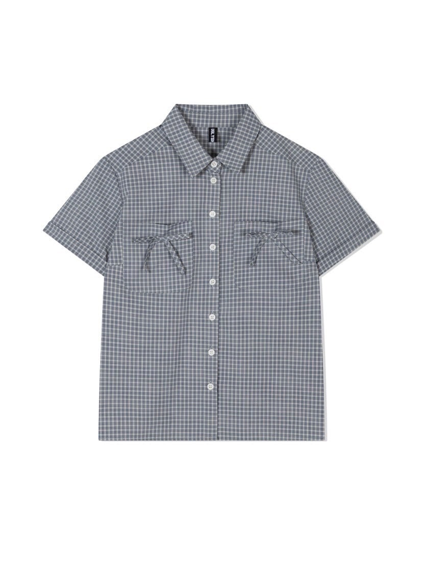 【Uglyshadow】CHECK RIBBON SHIRTS