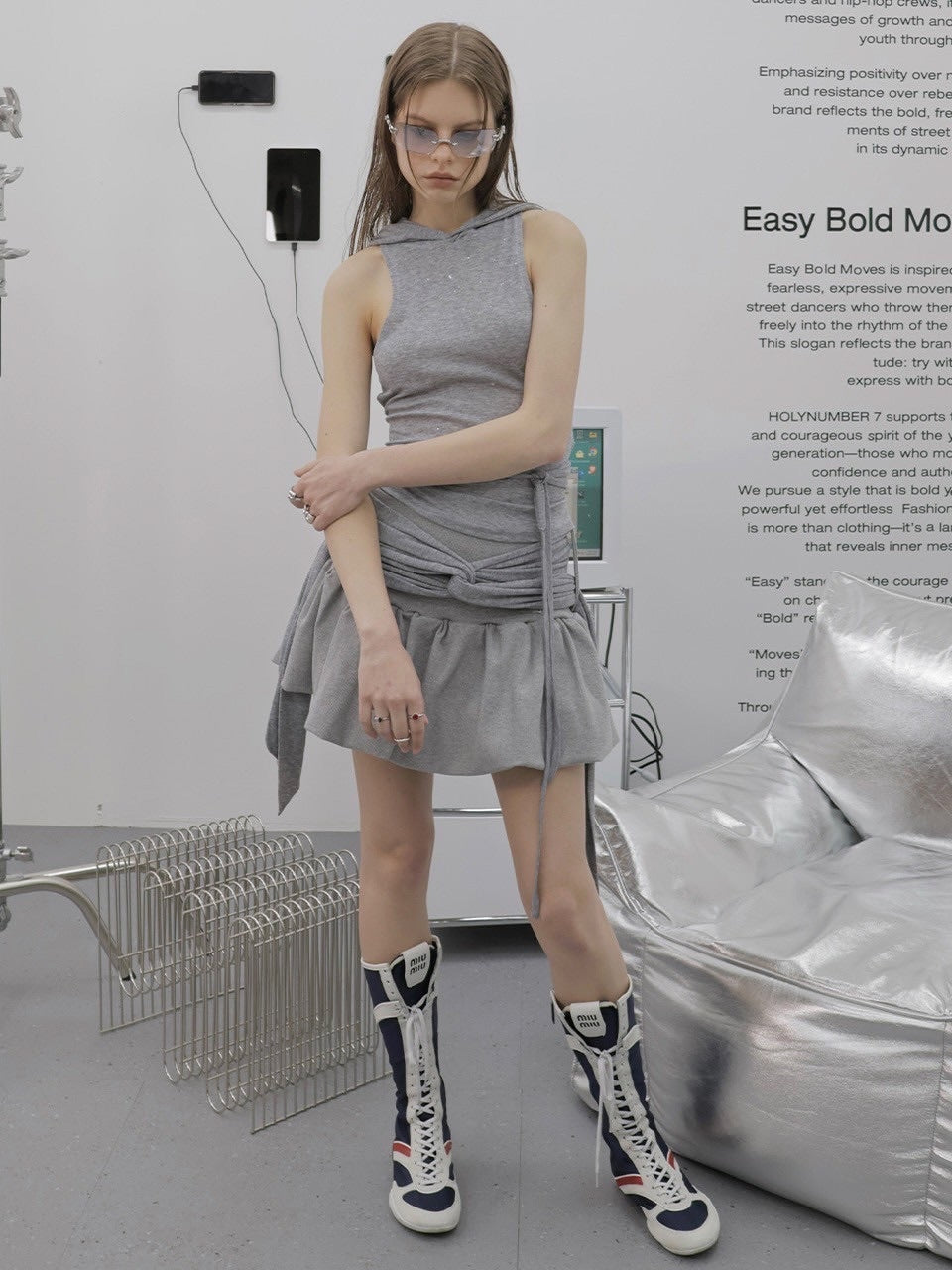 【HOLY NUMBER 7】GIRL'S HIP HOP CUBIC HOODIE SLEEVELESS