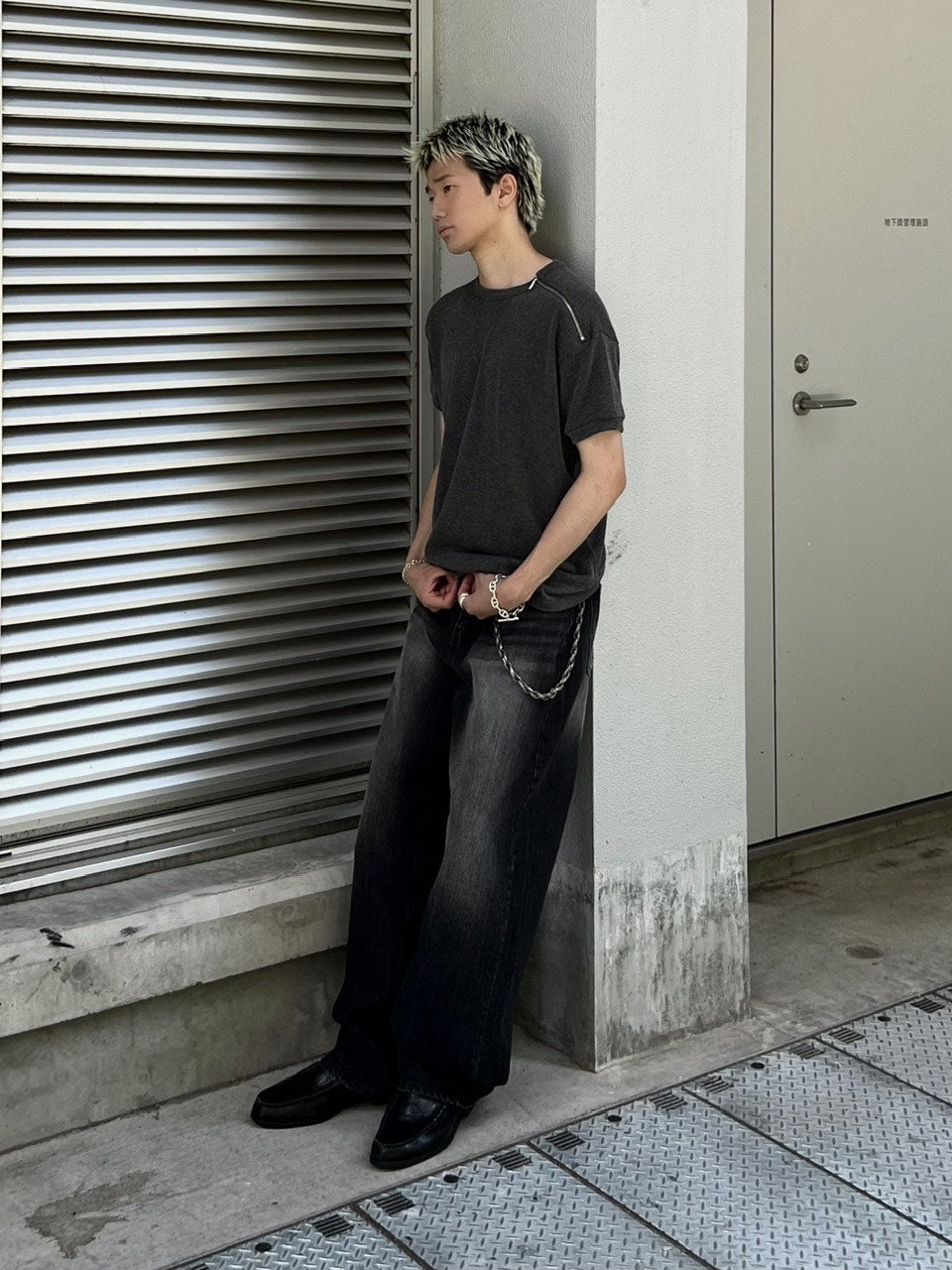 大阪店WEB限定受注制【Chikashitsu +】vintage wash semi wide denim