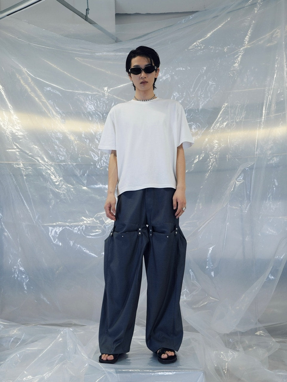 【CS】FLOW FIT DRAPE SLACKS(CHARCOAL)