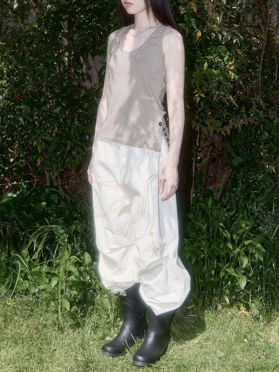 【FANCY CLUB】 Dot Button Sleeveless / 【ファンシークラブ】ドットボタンタンクトップ