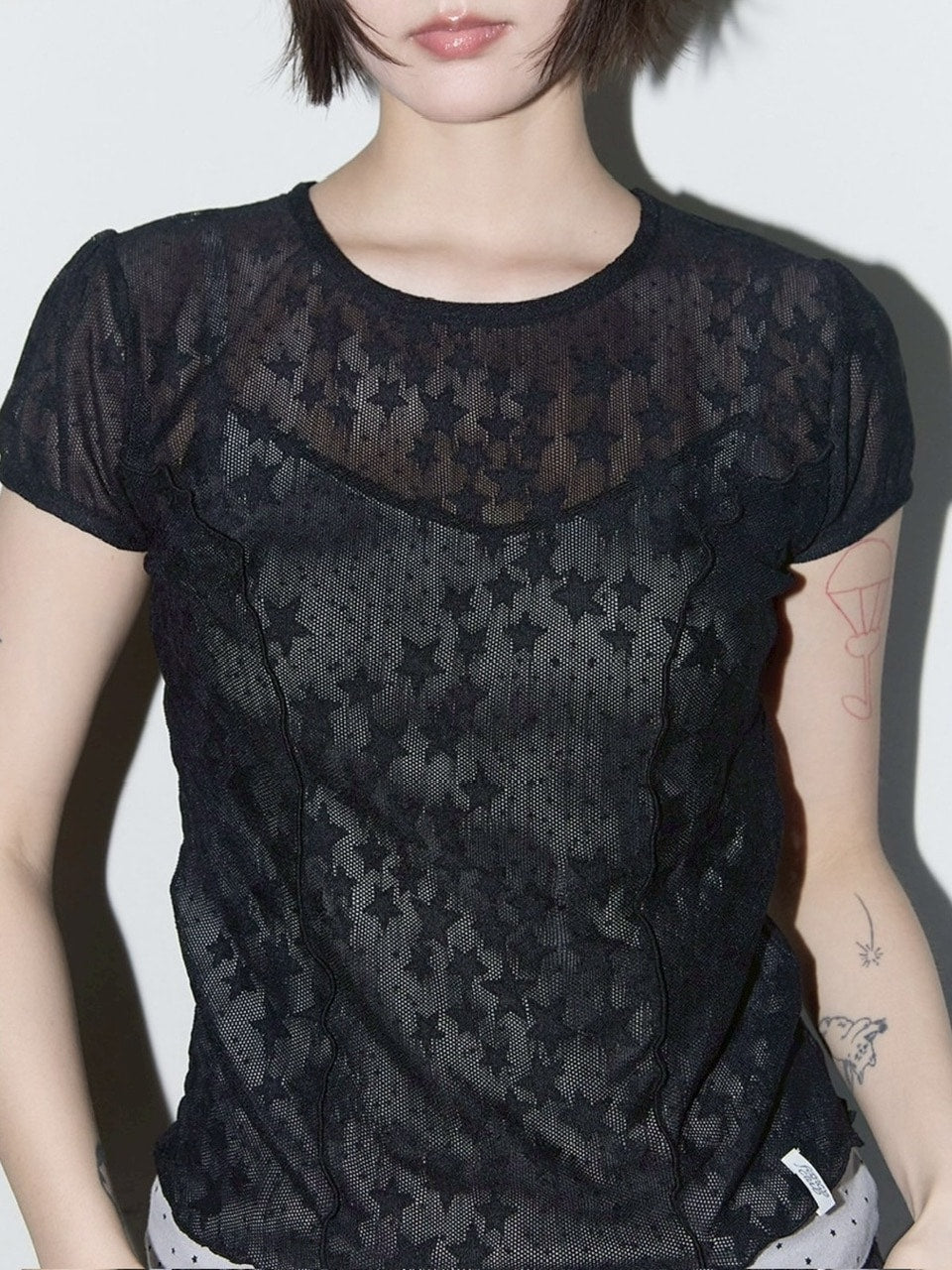 【FANCY CLUB】Wave Puff Lace Tee