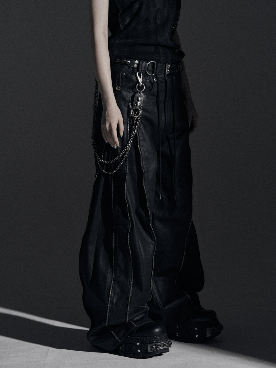 【Rosen Kreuz】ZIP WIDE BAGGY PANTS