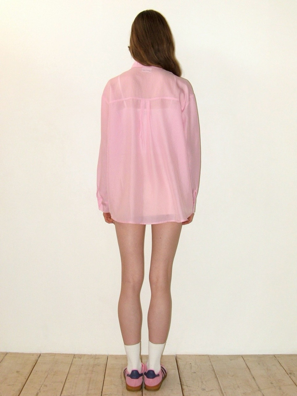 【CRANK】FLOWER STRIPED SHEER SHIRT / 【クランク】フラワーストライプボーダーシアー長袖シャツ