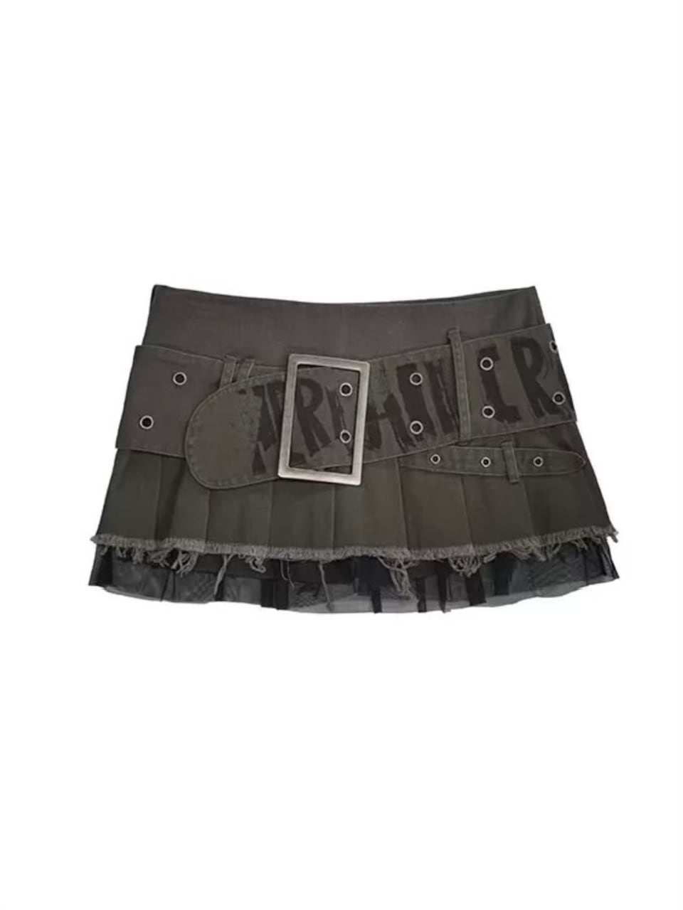 【Cest Nous】Printed Belted Pleated Skirt