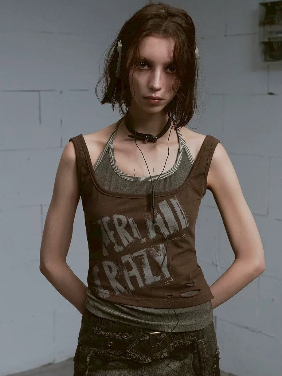 【Cest Nous】Brown Two-Piece Camisole