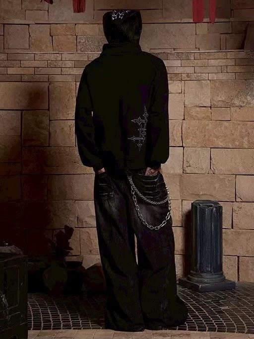 【DND4DES】GRAFFITI EMBROIDERED POLO HOODIE JACKET