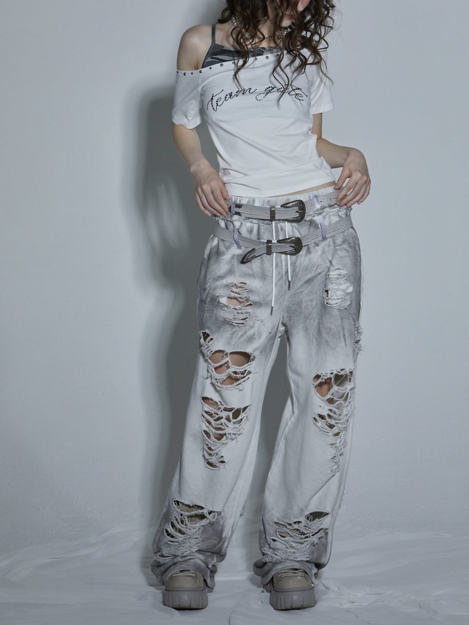 【GATELESS】LAYERED CAMI OFF-SHOULDER T-SHIRT / 【ゲートレス】レイヤードキャミソールオフショルダーTシャツ