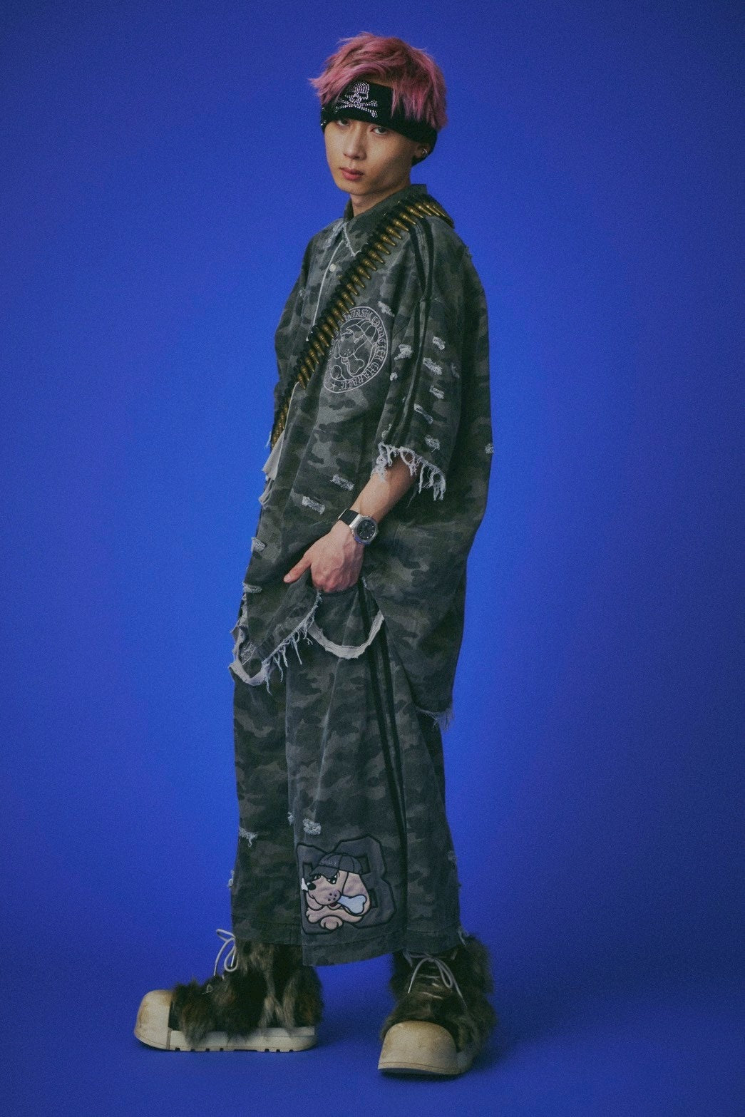 【GALFY】カモフラかも？ボロボロシャツ