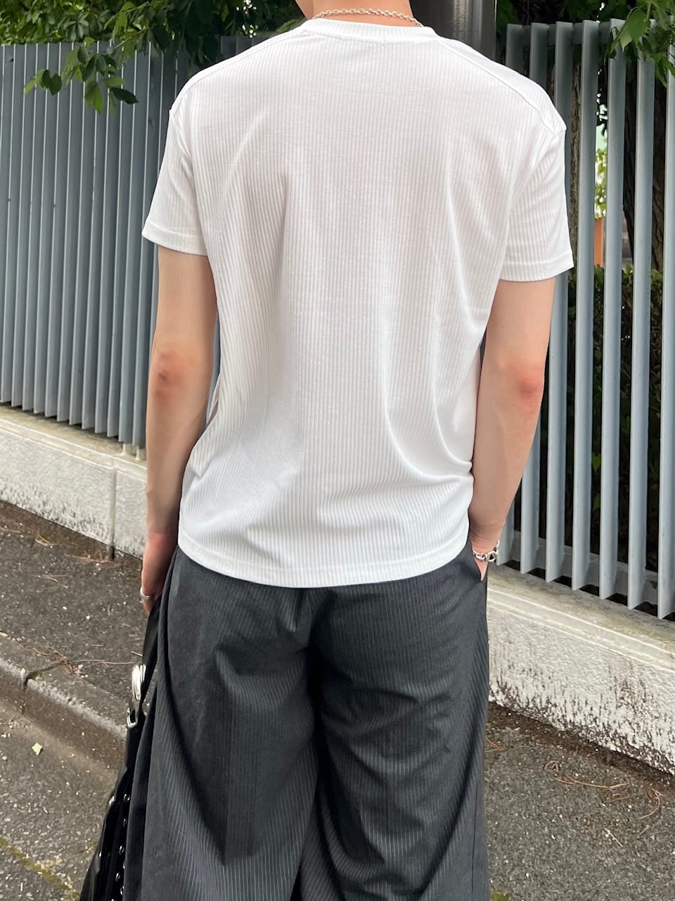 東京店WEB限定受注制【Chikashitsu +】cropped rib knit tee (3color)