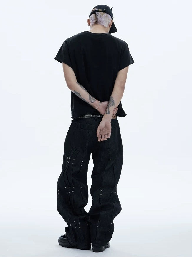 【DND4DES】RIVETED PLEATED DENIM