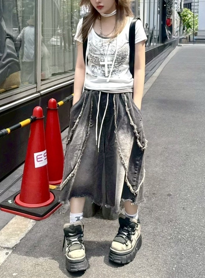 受注制【Never mind the XU】tie set cross wing tee (2color) / 【ネバーマインドザエックスユー】ネクタイセットクロスウィング半袖Tシャツ