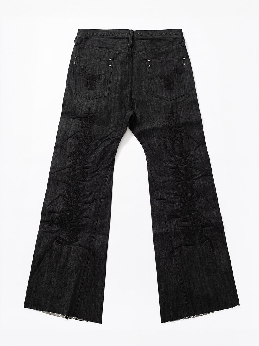 【F.V.V.O】RED SELVEDGE EMBROIDERED RAW DENIM JEANS