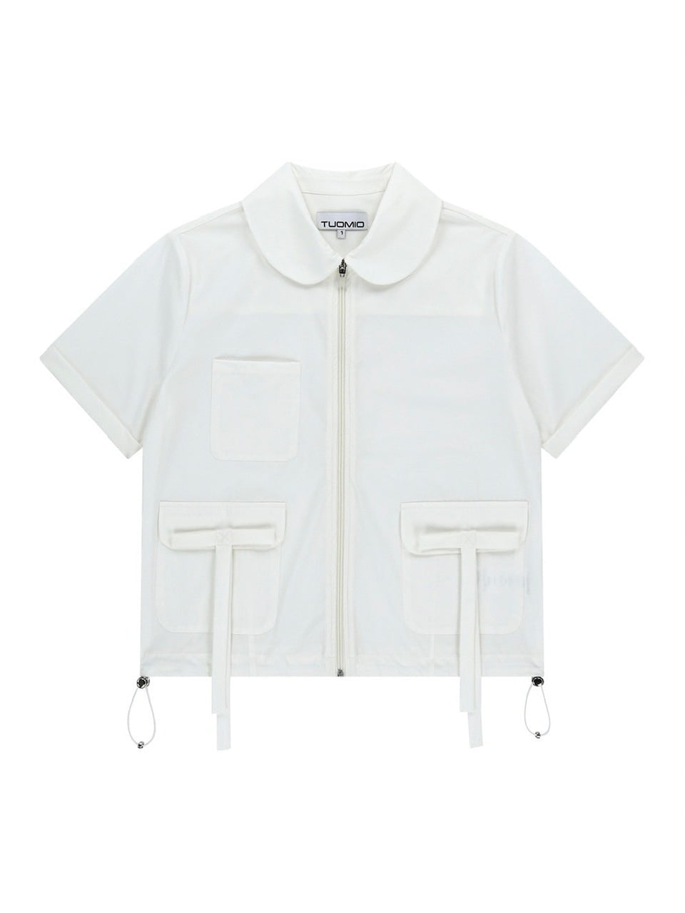 【TUOMIO】ROUND COLLAR NYLON ZIP-UP / 【トゥオミオ】ラウンドカラーナイロン半袖シャツジャケット