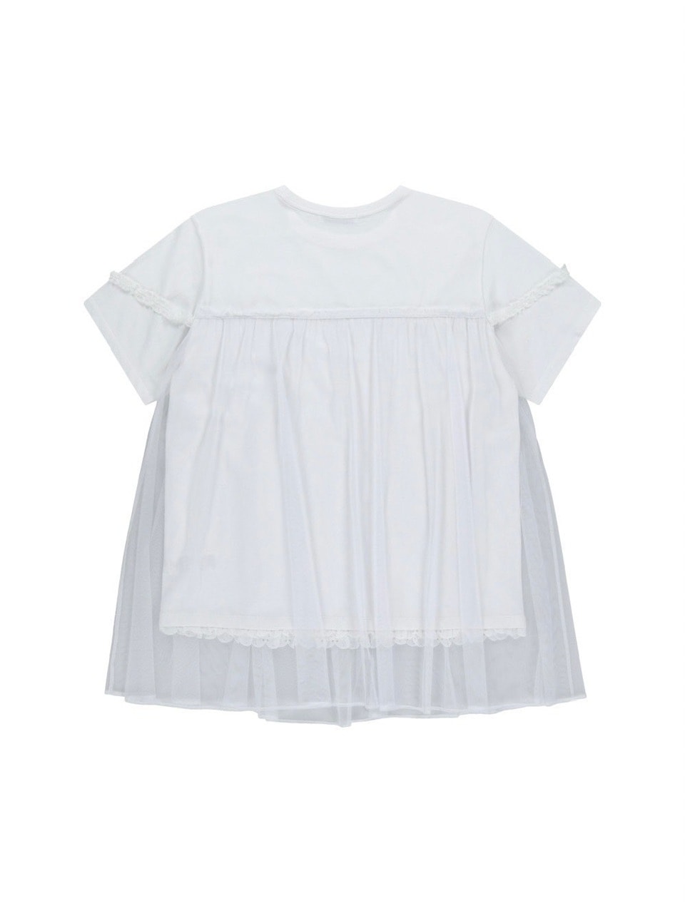 【TUOMIO】MESH LAYERED LACE T-SHIRT / 【トゥオミオ】メッシュレイヤードレース半袖Tシャツ