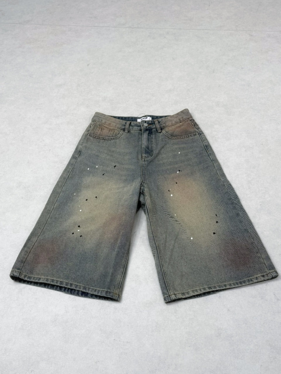 国際配送【Nerd out XU】pink washed seven quarte denim pants / 【ナードアウトエックスユー】ピンクウォッシュドワイドハーフパンツ