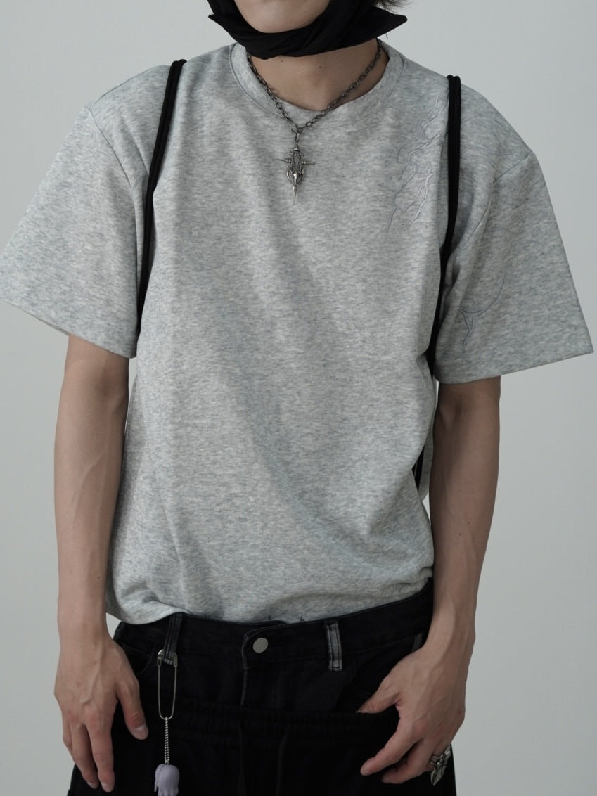 国際配送【Nerd out XU】lightning pattern tee (3color) / 【ナードアウトエックスユー】メタリックロゴ半袖Tシャツ