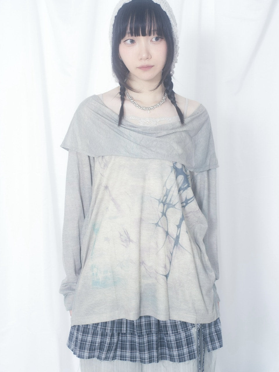 国際配送【Nerd out XU】tribal hooded off shoulder long sleeve