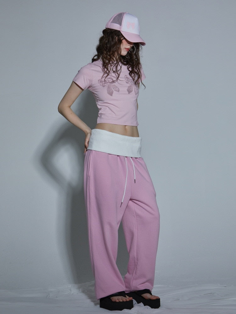 【GATELESS】RIBBON PRINT LOGO CROPPED T-SHIRT / 【ゲートレス】リボンプリントロゴクロップド半袖Tシャツ