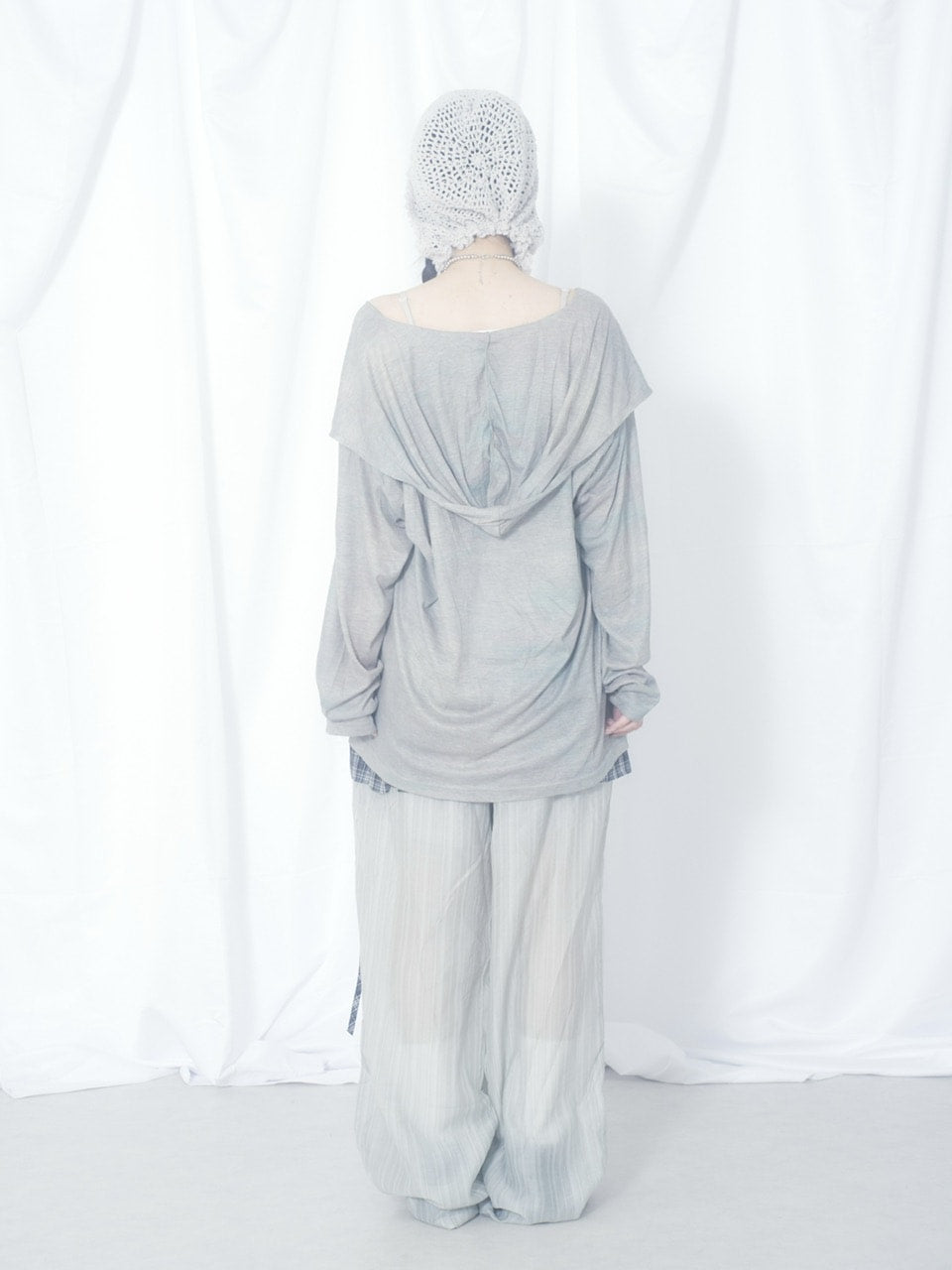 国際配送【Nerd out XU】crape sheer pants / 【ナードアウトエックスユー】クレープシアーパンツ