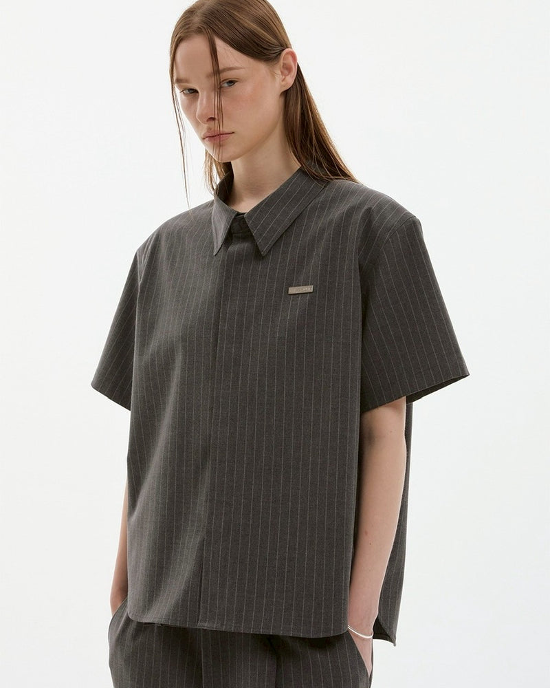 【ESC STUDIO】neat shoulder pad shirt