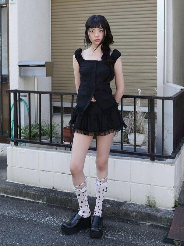 【Uglyshadow】CHECK SHIRRING SKIRT / 【アグリーシャドウ】チェックシャーリングミニスカート