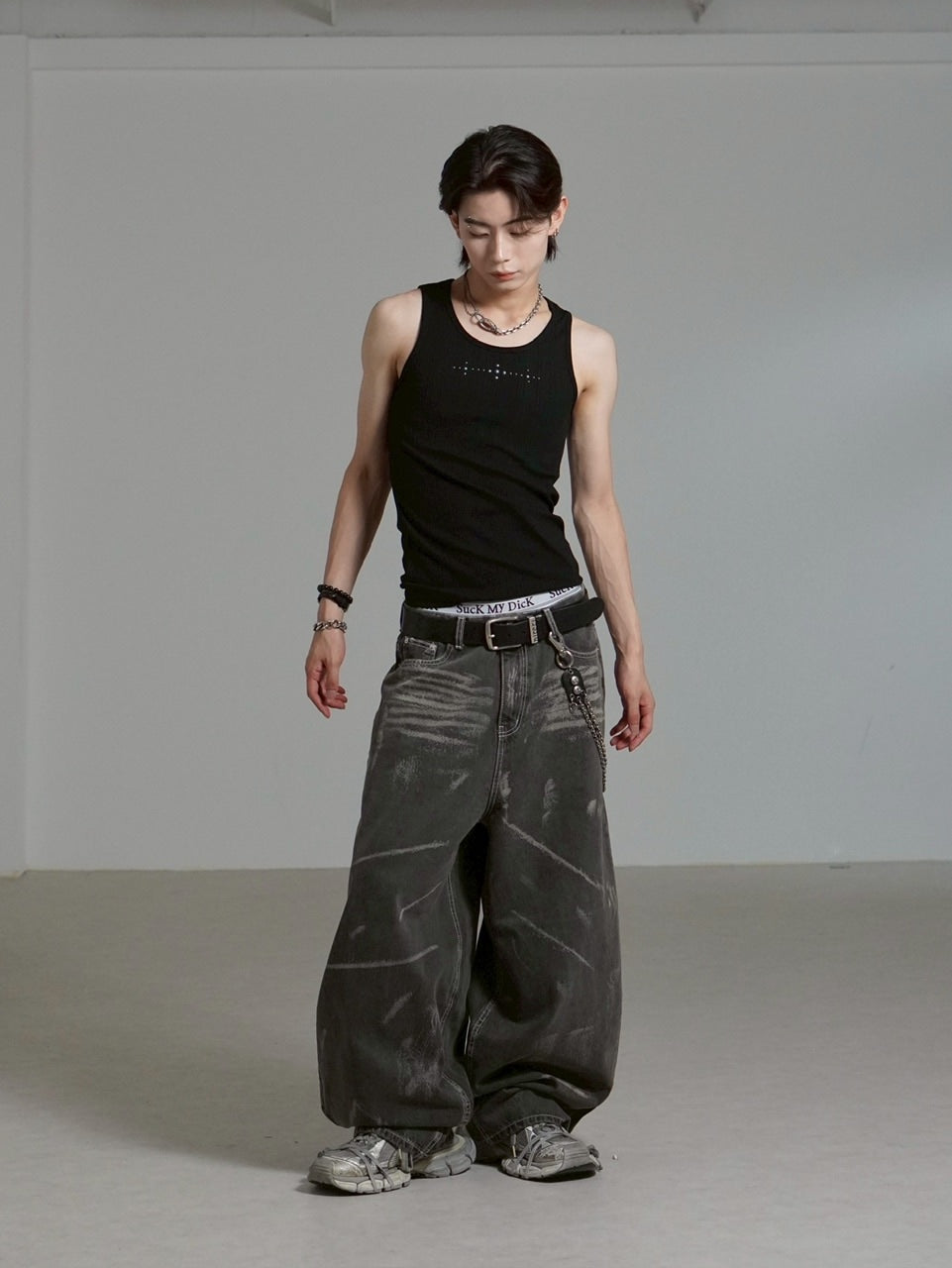 【Chikashitsu +】full painting wide denim pants / 【チカシツプラス】 フルペインティングワイドデニム