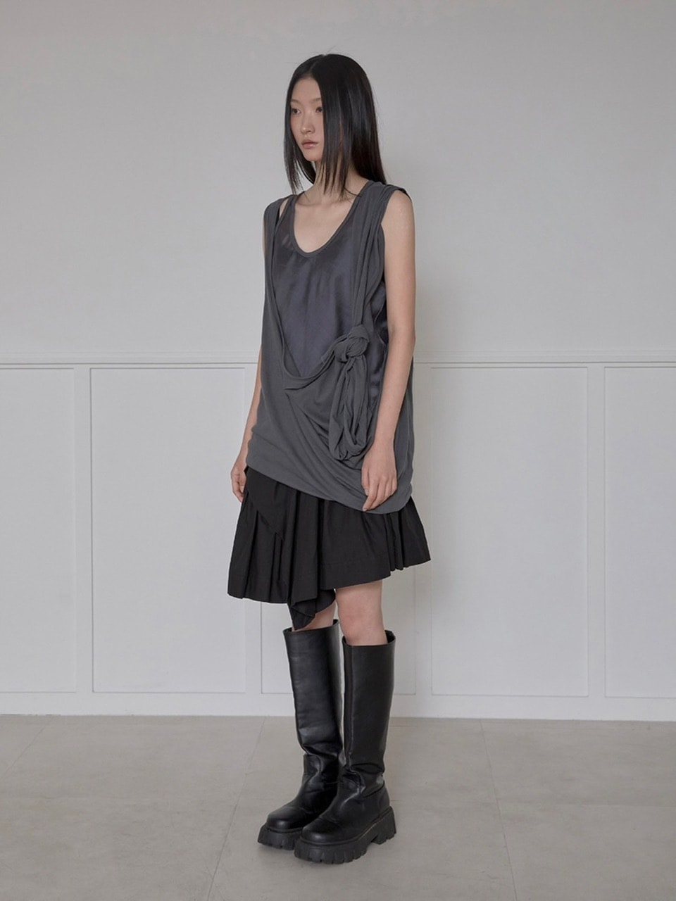 【FLAREUP】Asymmetrical Draped Layered Skirt