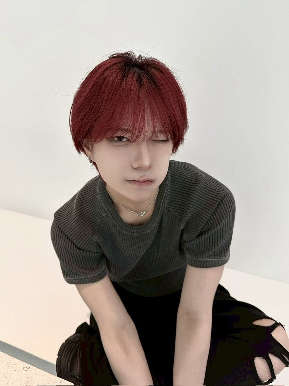 受注制【LUV CODE】mesh pigment rib tee (2color)